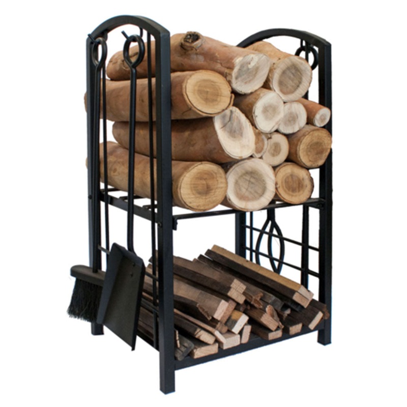 Grande grille de rangement en bois  2 niveaux avec outils de chemine en 4 pices