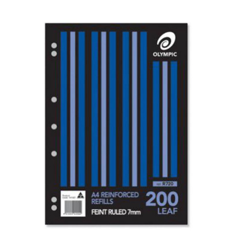 Olympic renforc des recharges de feuilles en vrac 7 mm rgles A4 200pk