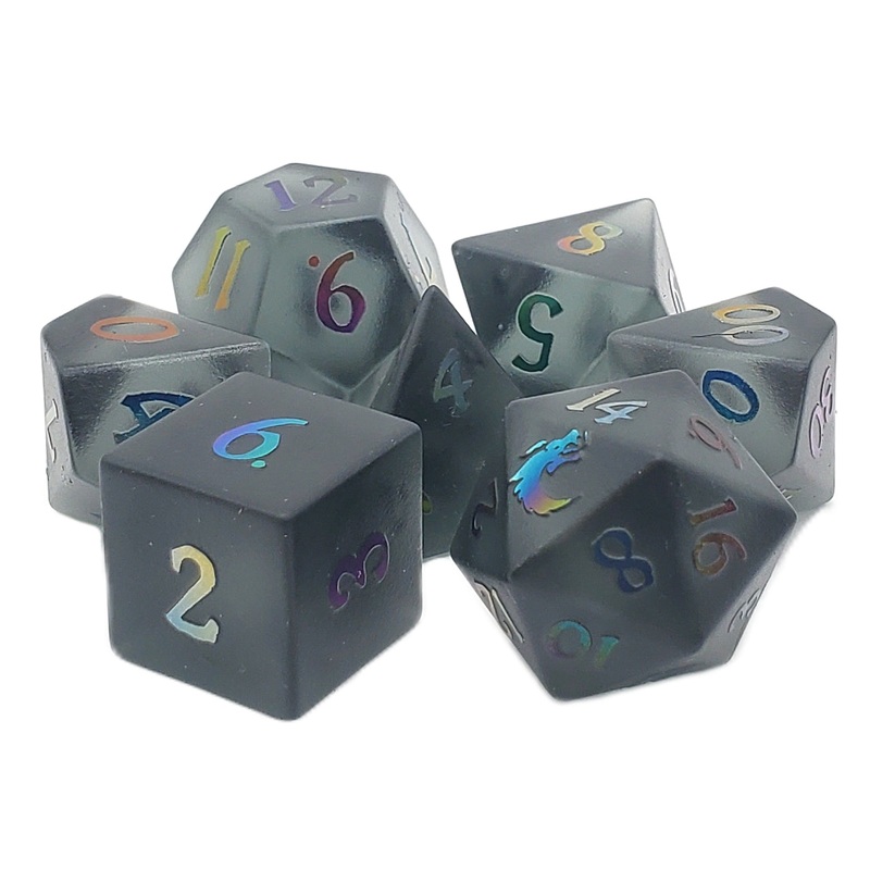 Gemstone - Frosted Obsidian w/ Spectral Old School Dice