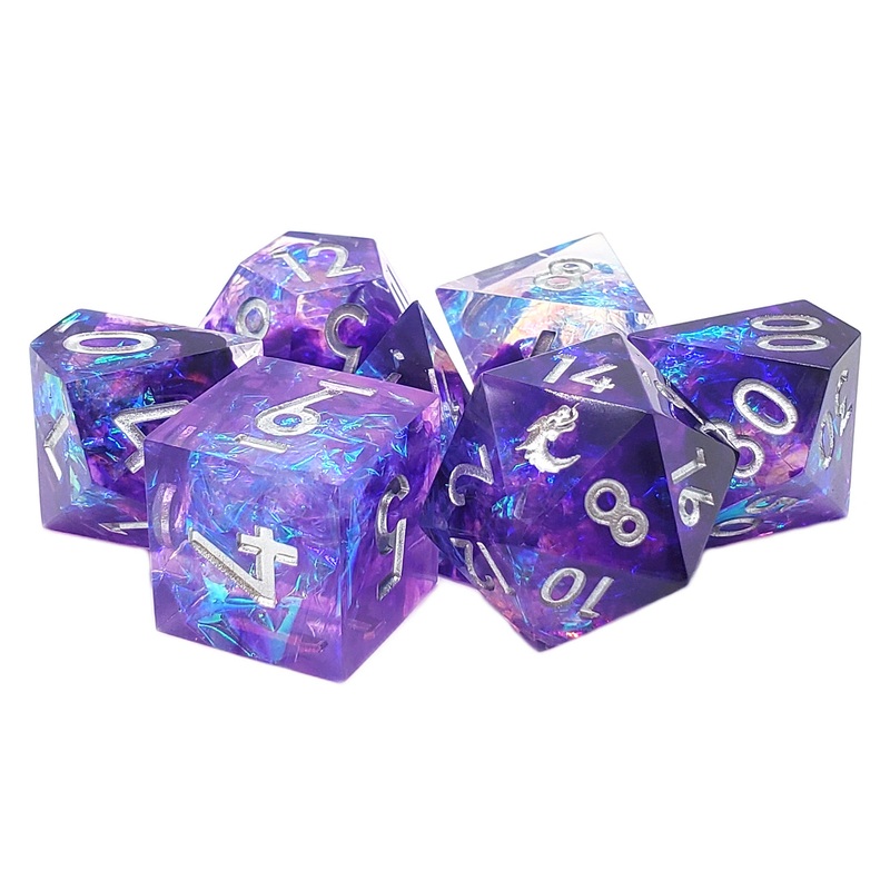 Old School Dice Sharp Edged - Burst of Purple