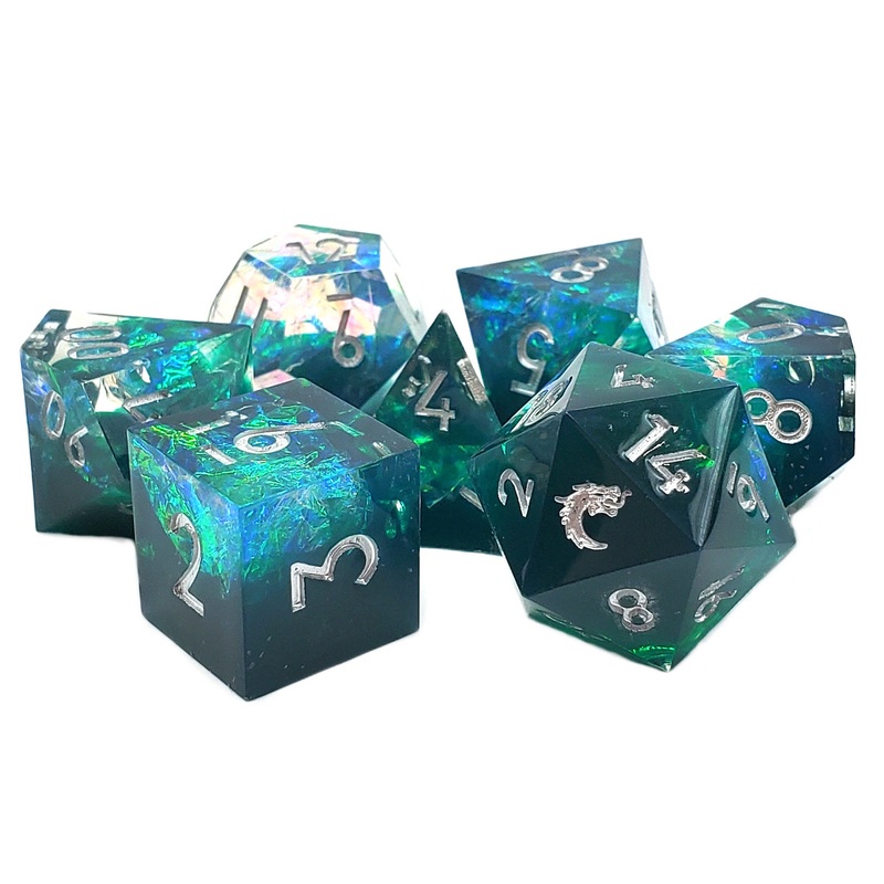 Old School Dice Sharp Edged - Emerald Forest