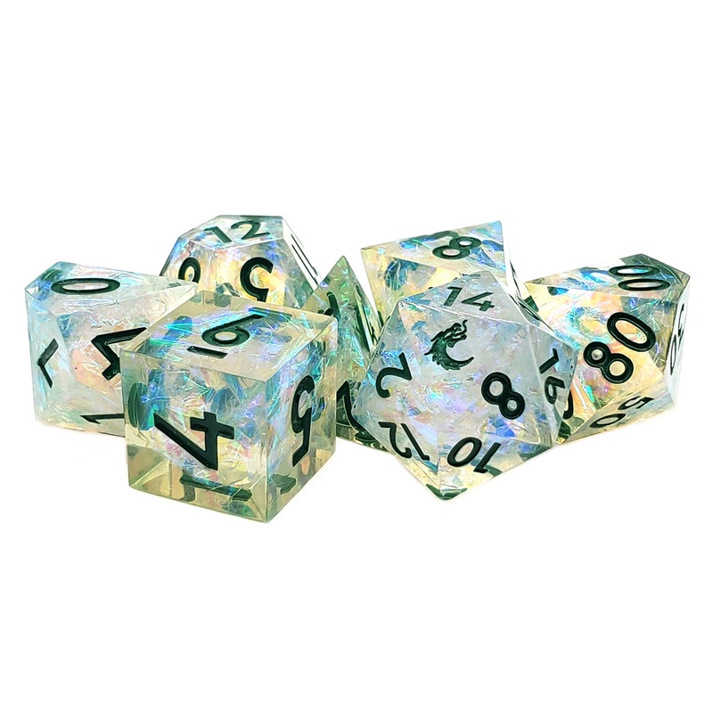 Old School Dice Sharp Edged - Green Ice