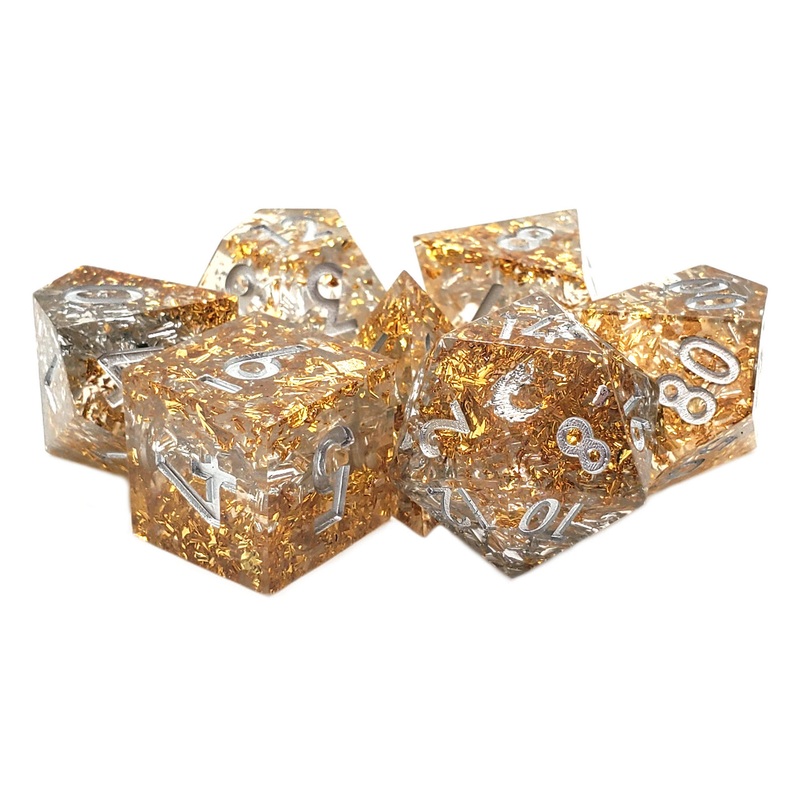 Old School Dice Sharp Edged -Precious Metals