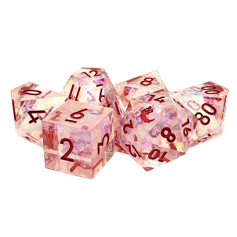 Old School Dice Sharp Edged - Red Ice