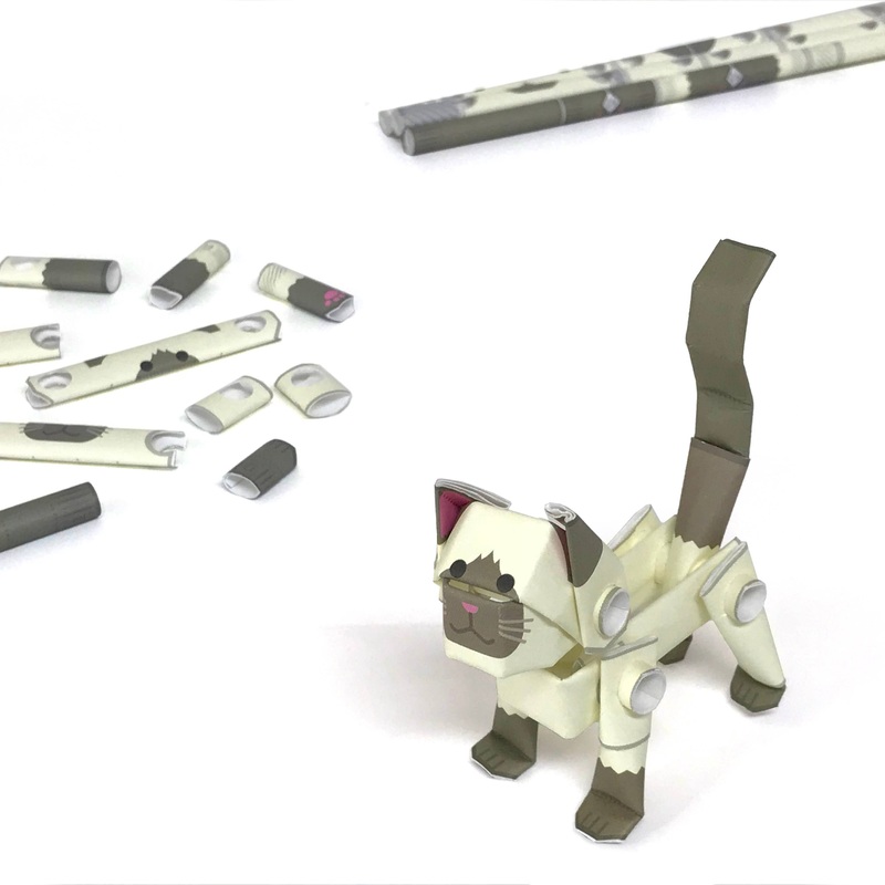 PIPEROID animals Cats Siamese - paper craft kit from Japan