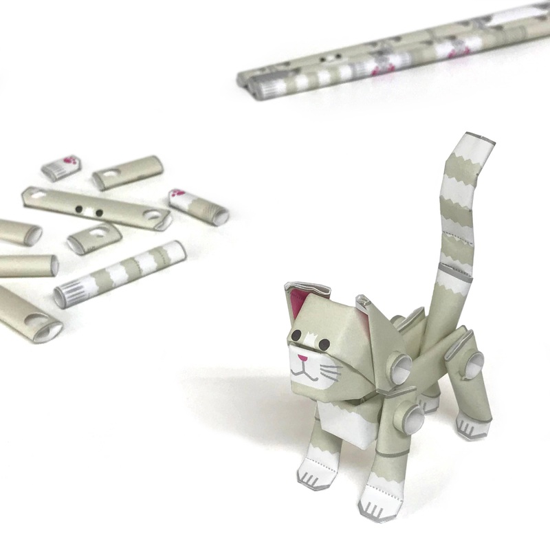 PIPEROID animals Cats White Cat - paper craft kit from Japan