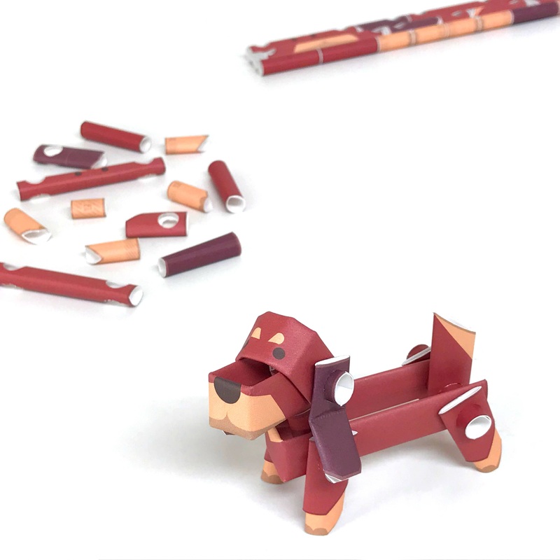 PIPEROID animals Dogs Dachshund - paper craft kit from Japan
