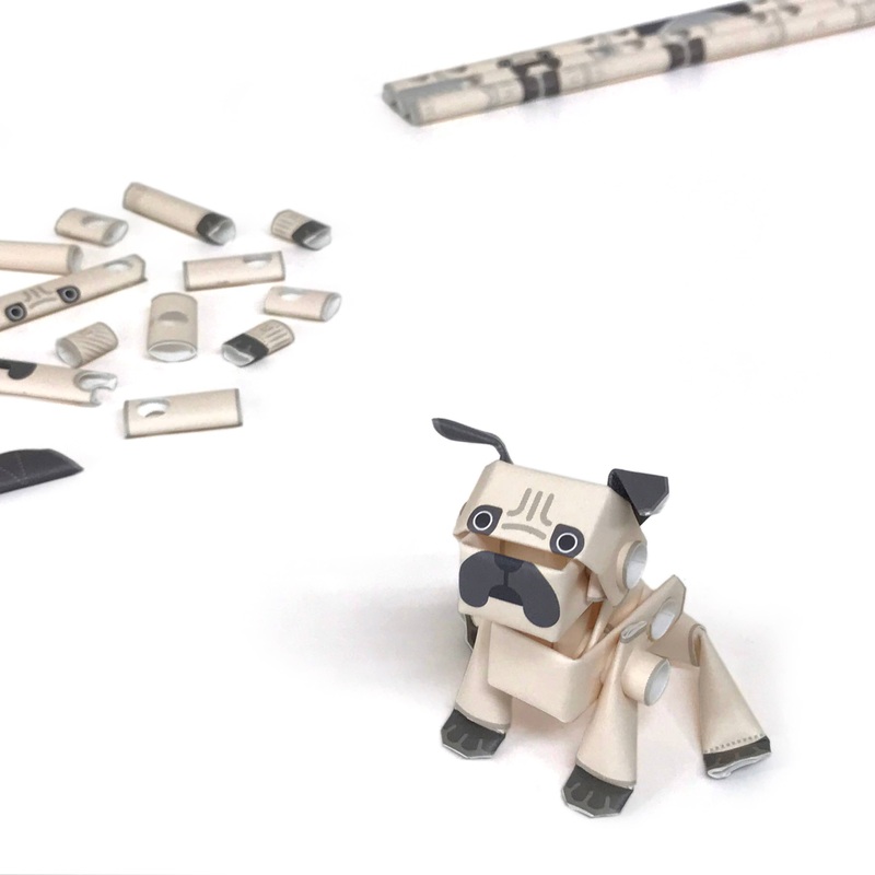 PIPEROID animals Dogs Pug - paper craft kit from Japan