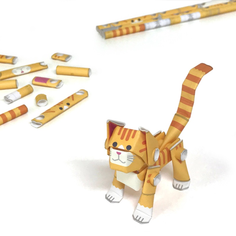 PIPEROID animals Orange Tabby - paper craft kit from Japan