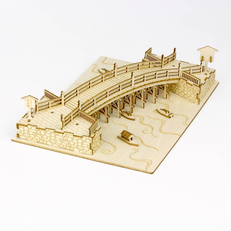 Wa-gu-mi Nihonbashi Bridge Wooden 3D Puzzle Kit