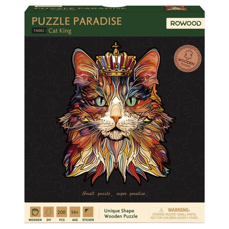 Puzzle: Wooden: Cat King (200 pcs)