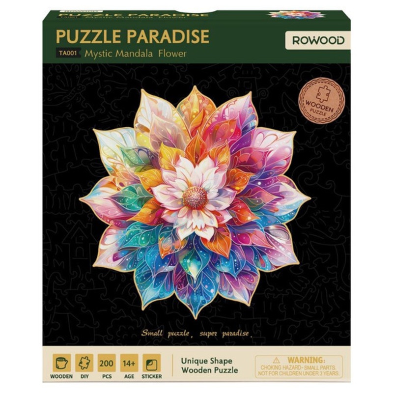 Puzzle: Wooden: Mystic Mandala Flower (200 pcs)