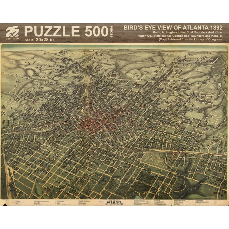 1892 Bird's Eye Map of Atlanta Puzzle (500pcs)