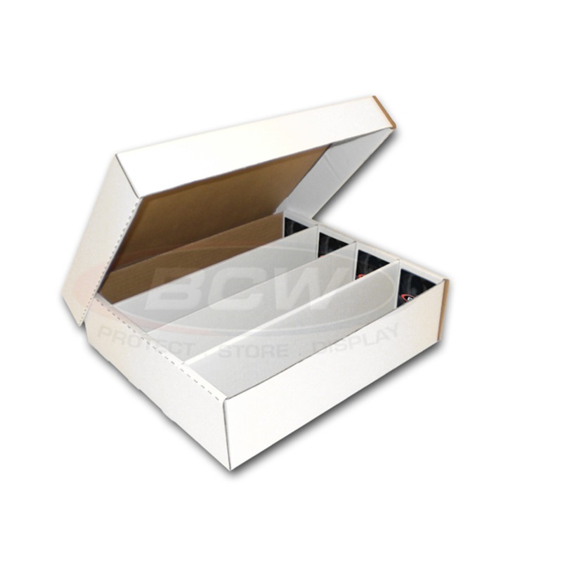 Card Box - 3200Ct Four Row Cardboard - Half Lid