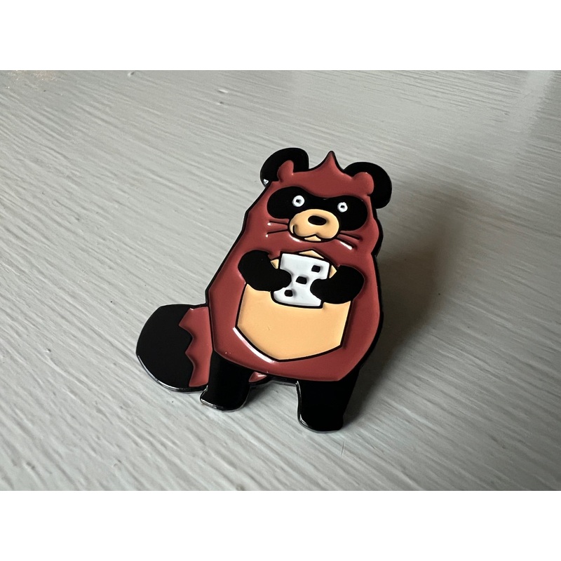 Tanuki Merch - Tanuki Holding Dice Enamel Pin