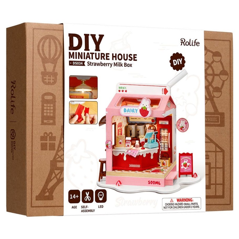 Strawberry Milk Box - 3D Miniature Scene