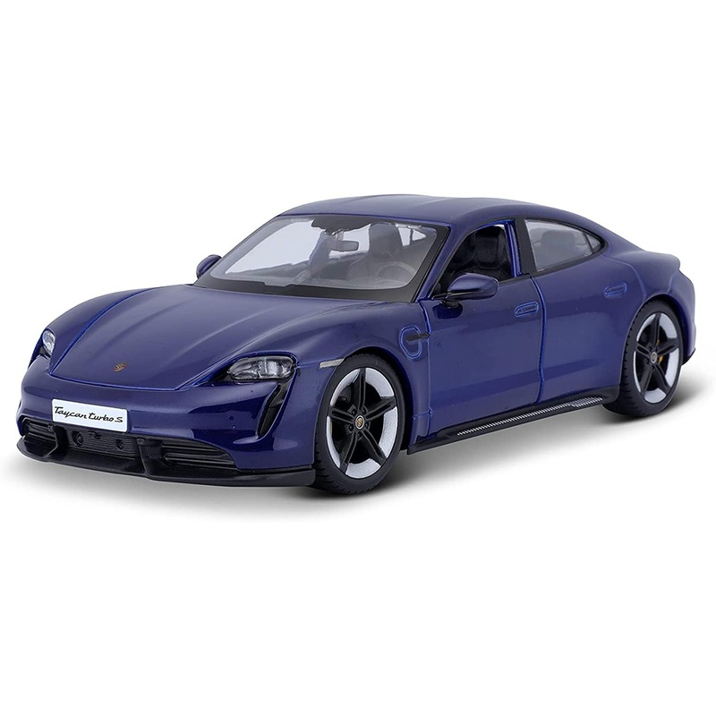Bburago - 1/24 Scale Model Compatible with Porsche Taycan Turbo S 2019 Sports Car Miniature Collectible (Blue)