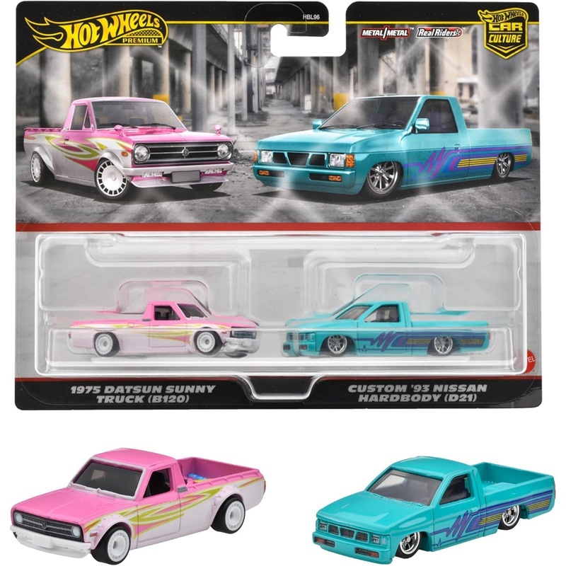Hot Wheels Premium Car Culture 1975 Datsun Sunny Truck (B120) & Custom '93 Nissan HardBody (D21)