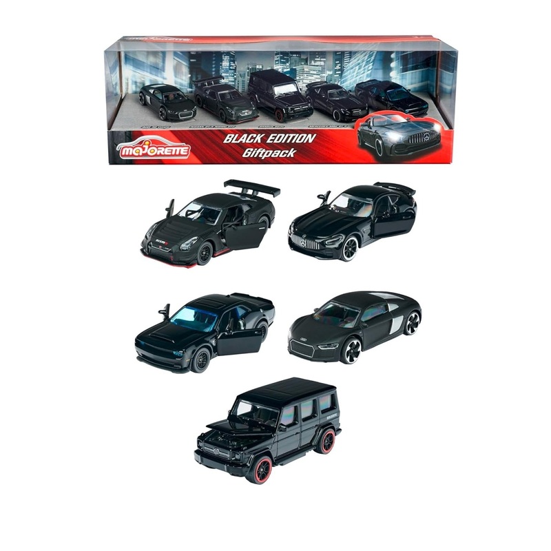 Majorette- Black Edition Giftpack with 5 Black Luxury cars