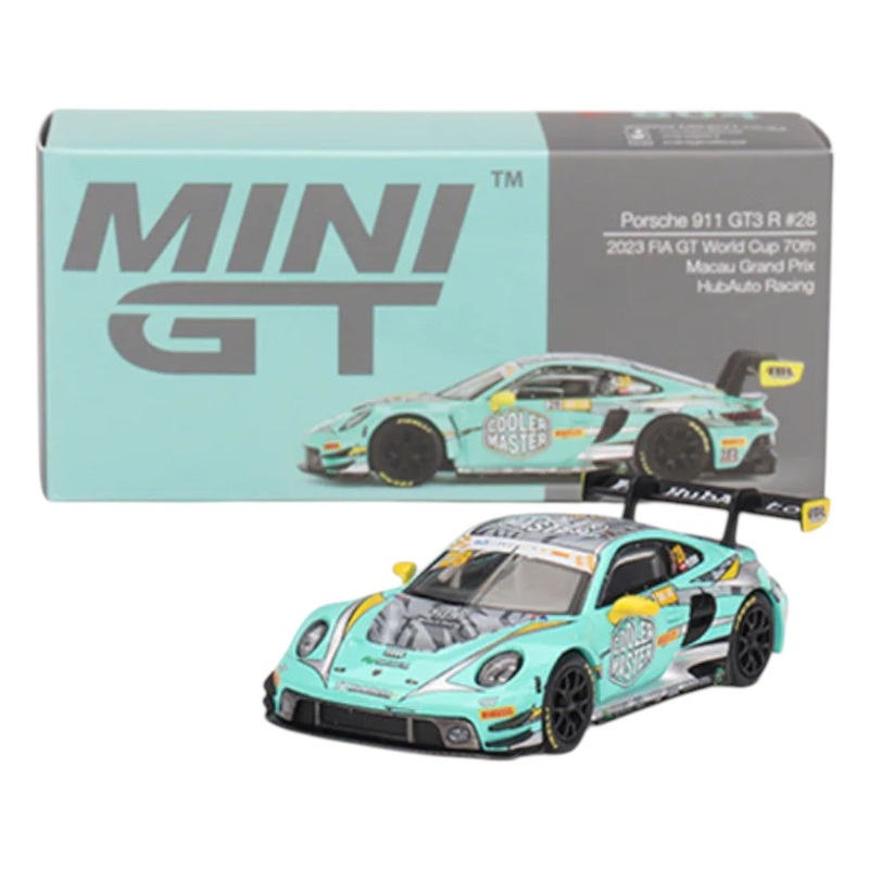 Mini GT #804: Porsche 911 GT3 R #28 HubAuto Racing 2023 FIA GT World Cup 70th Macau Grand Prix 1:64