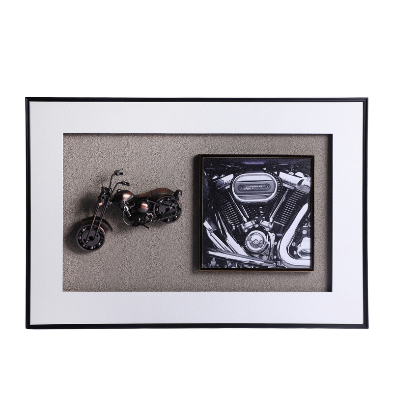 3D Die-Cast Harley Davidson Motorcycle in Decorative Glass Frame  Rev Up Your Wall Dcor with Iconic Metal Art
