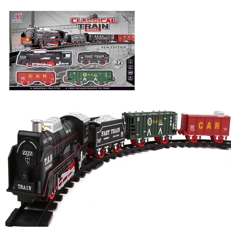 Battery Operated Classic Electric Train  Real Smoke, Lights, Sound & Music | Slot Railway Toy with Water-Adding Steam Effect