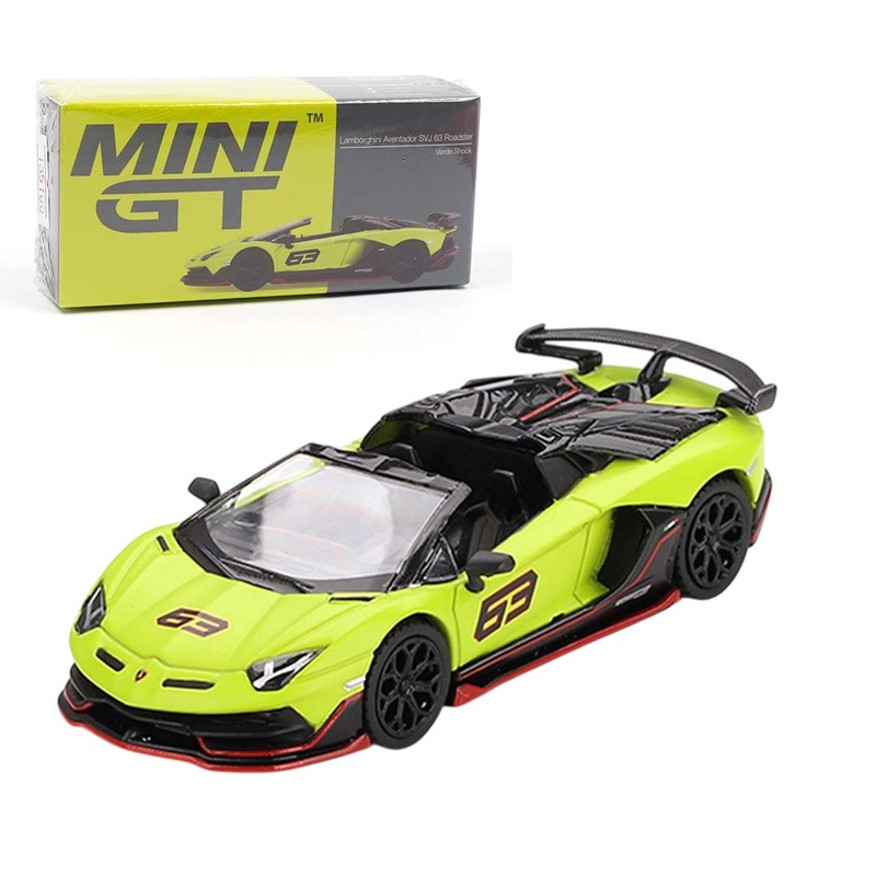 Mini GT 1:64 Lamborghini Aventador SVJ 63 Roadster  Verde Shock (RHD)