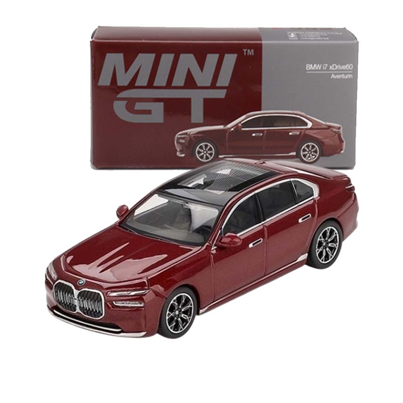 MINI GT BMW i7 xDrive60  Aventurin Red Metallic  1:64 Diecast Model