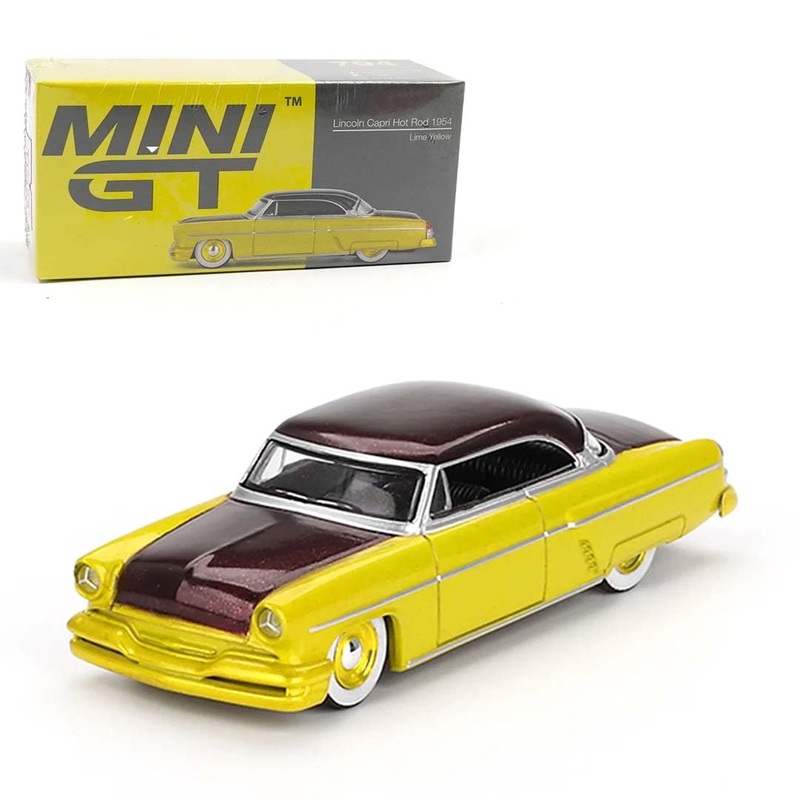 Mini GT Die Cast Collectrors Model Cars: (Lin'coln Capri HOt Rod 1954 Lime Yellow)