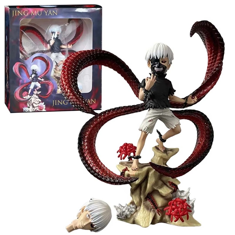 Ken Kaneki Tokyo Ghoul Anime Ultimate Action Figure  18cm PVC Statue with Red Kagune & Interchangeable Head HW