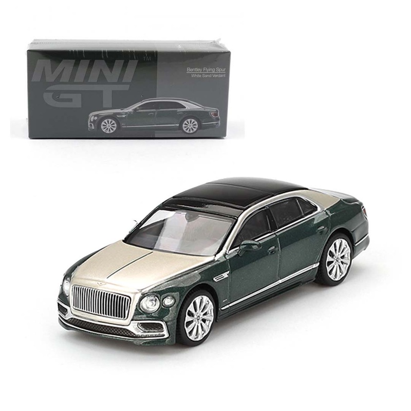 Mini GT 1/64 Bentley Flying Spur White Sand Verdant RHD Diecast Scale Model Car