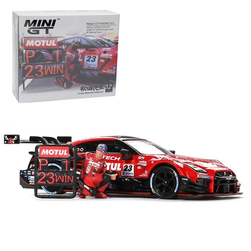 Mini GT 1/64 Nissan GT-R NISMO #23 MOTUL AUTECH GT-R 2021 SUPER GT SERIES Suzuka winner w/ Figure Tsugio Matsuda Collection No.2