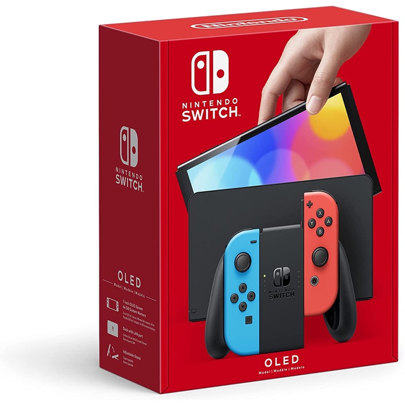 Nintendo Switch OLED model With Neon Red Neon Blue Joy-Con