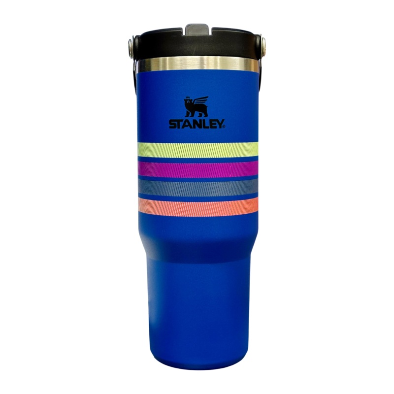 Stanley IceFlow Flip Straw Tumbler | 887ml (30 oz)  Dark Blue | Vacuum Insulated Stainless Steel Bottle with Flip Straw, Leak-Resistant Lid & Handle