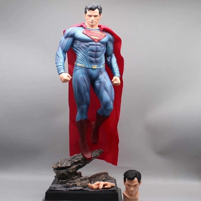 Superman Premium Action Figure  50cm Collectible Statue with 2 Interchangeable Heads & Light-Up Eyes | DC Comics Hero Edition HW