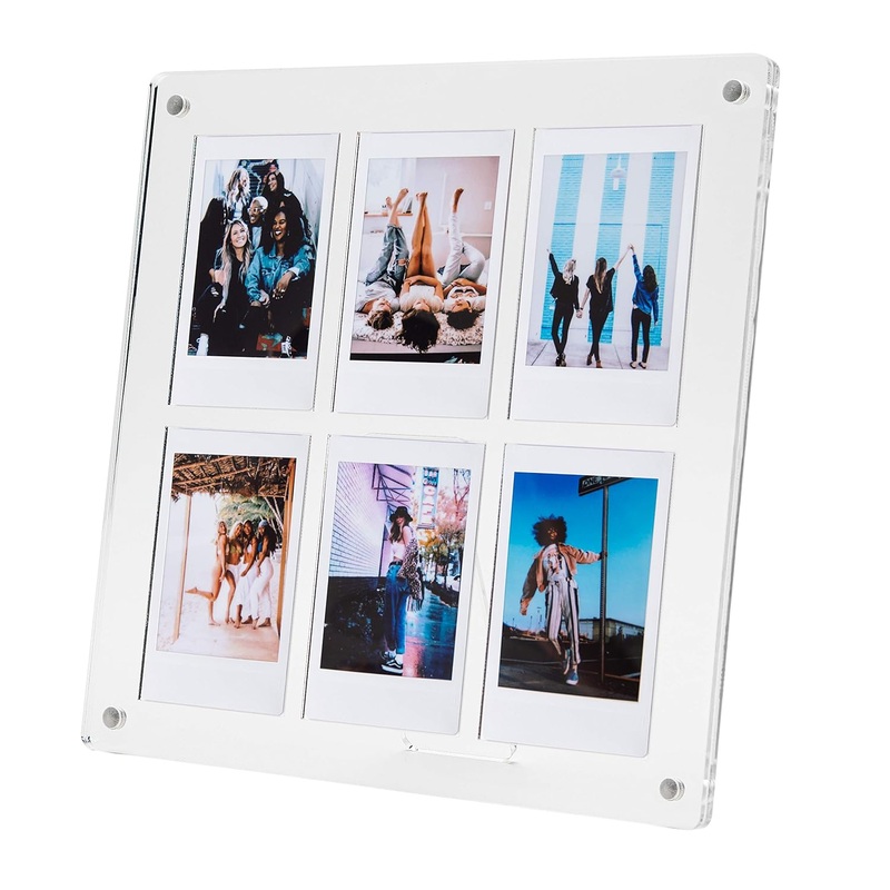 Acrylic Magnetic Photo Frame 8x8"  Sleek Display for Instax Mini Prints, Postcards & Keepsakes