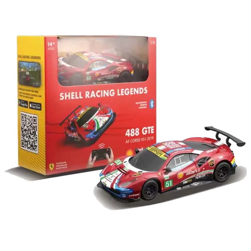 Bburago Shell Racing Legends  Ferrari 488 GTE by Bburago | 1:41 Bluetooth RC Car  Smartphone Controlled