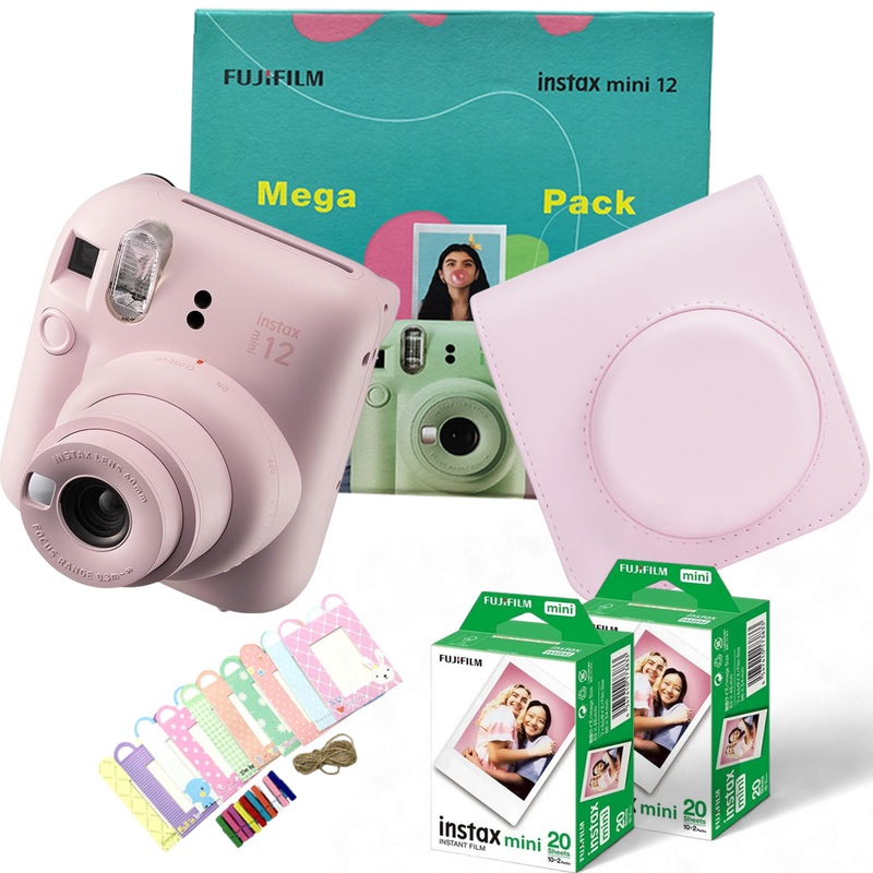 Instax Mini 12 Mega Pack  Giftable Box with Camera, Case, Films & Display Kit! - Pink