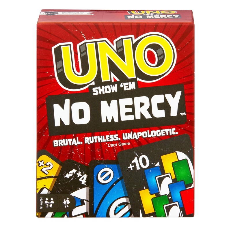Mattel Games UNO Show em No Mercy Card Game for Kids, Adults & Family Parties and Travel with Extra Cards, Special Rules and Tougher Penalties.