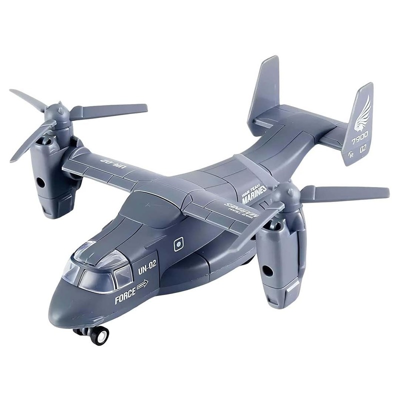 MetalHot Diecast Fighter helicopter Pull-Back Action with Light & Sound - 1:400 Scale (Blue)