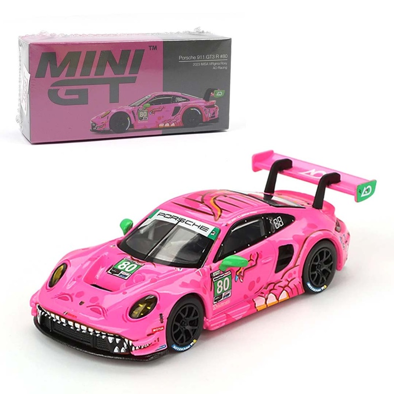 Mini GT Porsche 911 GT3 R #80 Roxy  AO Racing 2023 IMSA VIR | 1:64 Scale LHD Diecast Model Car