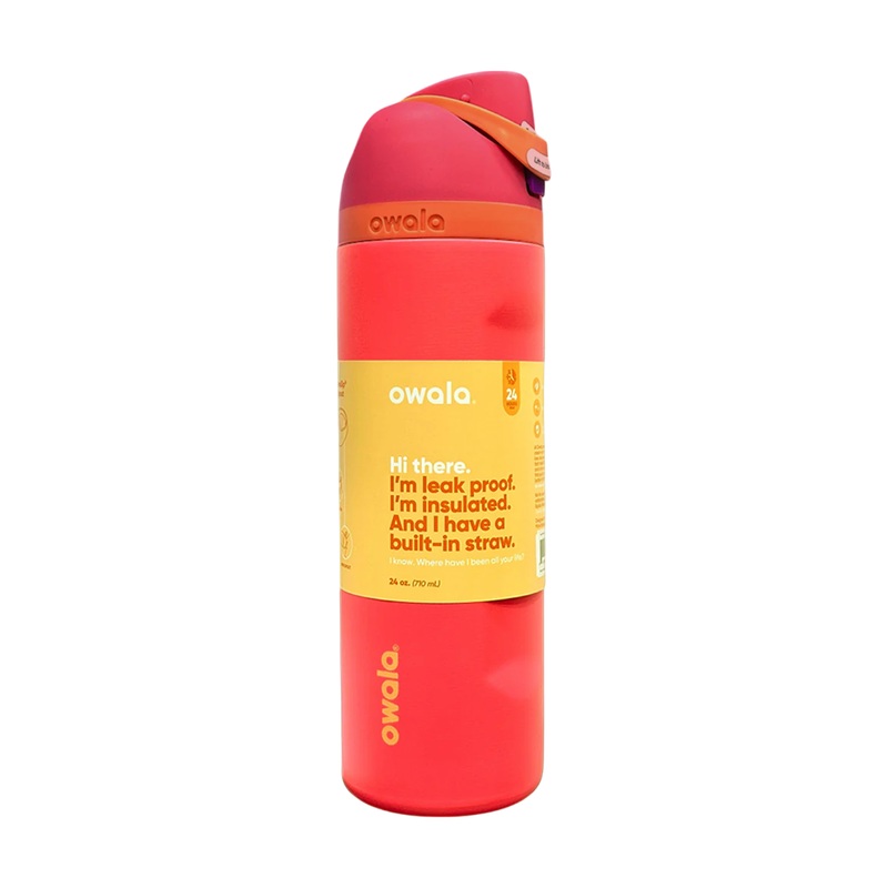 Owala FreeSip Insulated Stainless Steel Water Bottle with Straw for Sports, Travel, and School 24 OZ | 710 ML (Pink)