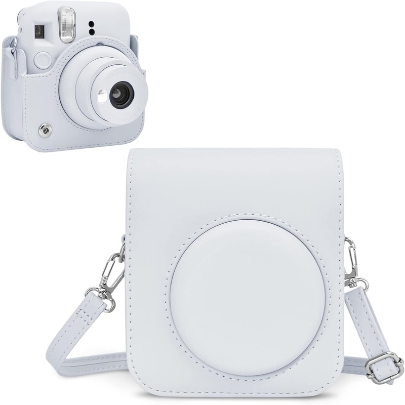 Pop & Snap in Style  Mini 12 Camera Case with Strap (Perfect Fit for Instax Mini 12) - Clay White