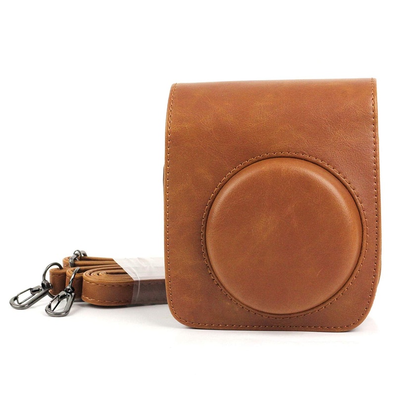 Vintage Charm  Classic PU Leather Case with Strap for Instax Mini 90 Neo Classic - Brown