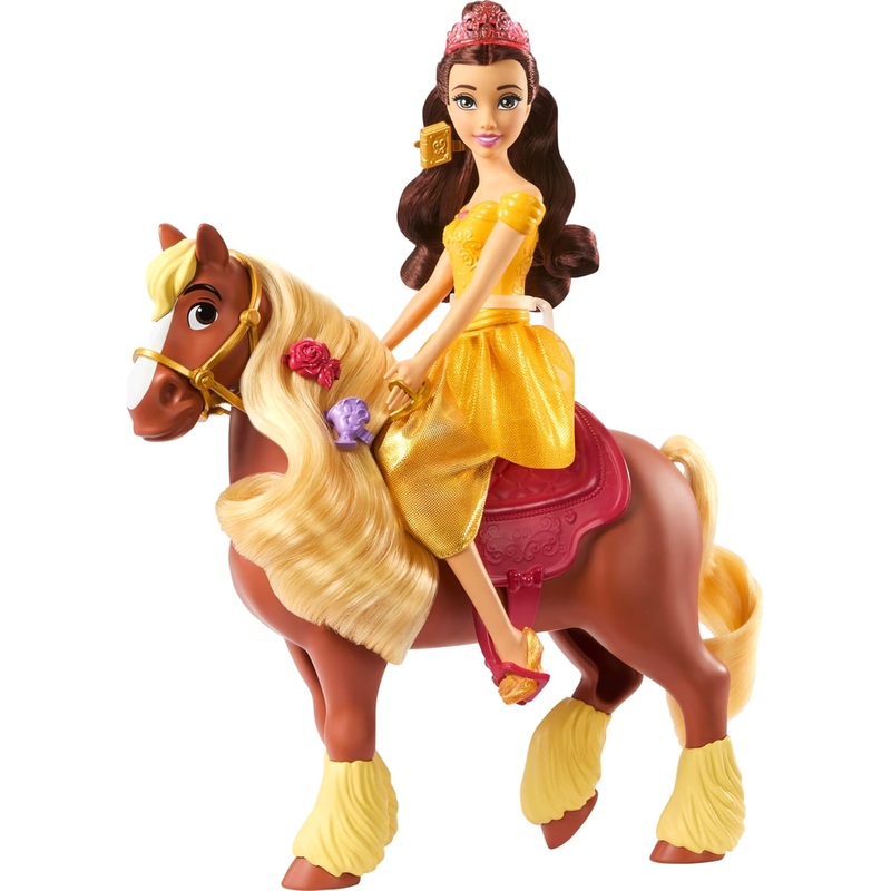 Disney Princess Belle & Philippe Horse Set | Mattel Fashion Doll with Styling Accessories & Brushable Mane