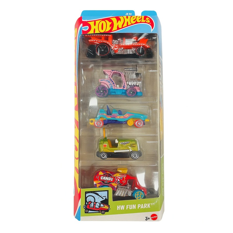 Hot Wheels 5 Car Gift Pack  HW Fun Park Pack of 5 for Kids & Collectors