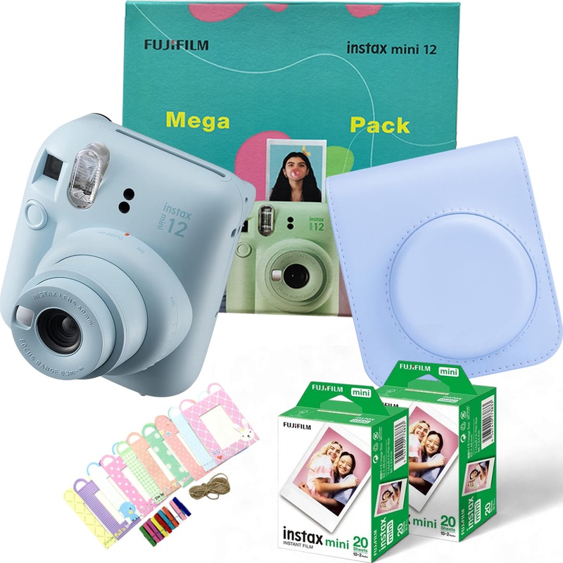 Instax Mini 12 Mega Pack  Giftable Box with Camera, Case, Films & Display Kit! - Blue