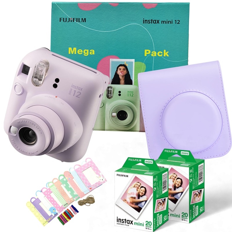 Instax Mini 12 Mega Pack  Giftable Box with Camera, Case, Films & Display Kit! - Lilac Purple