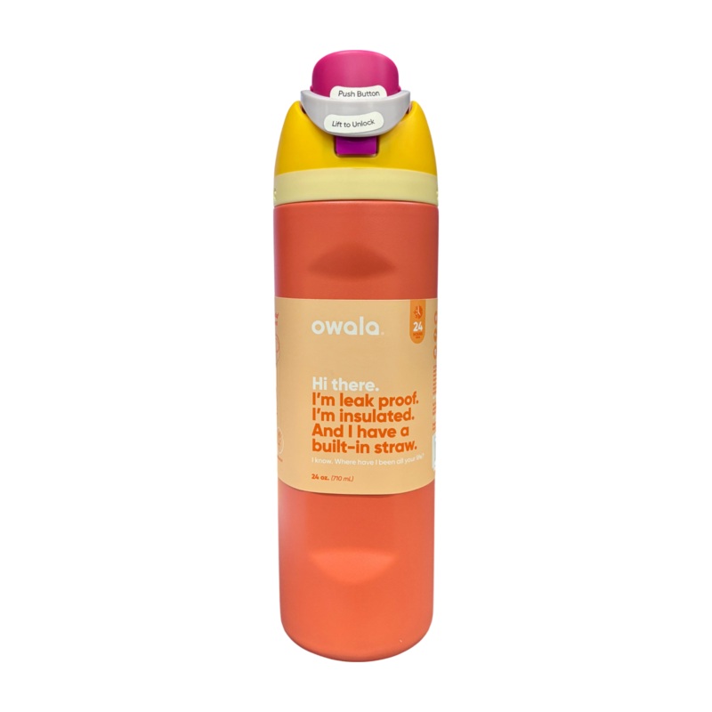 Owala FreeSip Insulated Stainless Steel Water Bottle with Straw for Sports, Travel, and School 24 OZ | 710 ML (Orange)