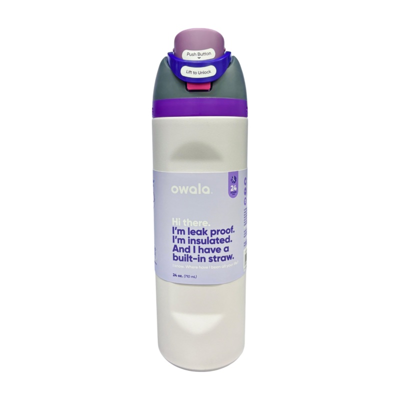 Owala FreeSip Insulated Stainless Steel Water Bottle with Straw for Sports, Travel, and School 24 OZ | 710 ML (White)